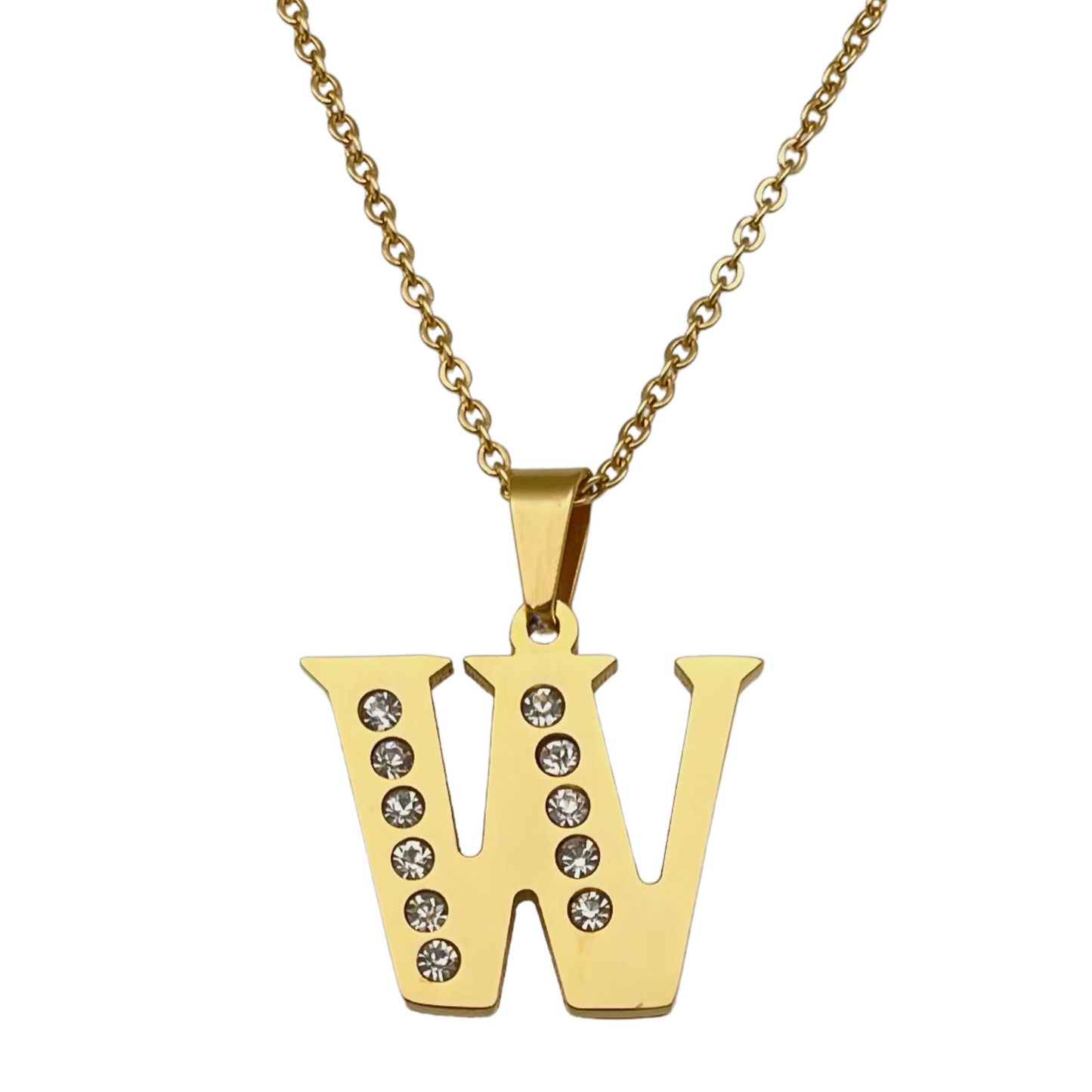 Letter "W" CZ Necklace