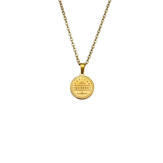 Gold Canada “Arrived Québec” Tag Necklace