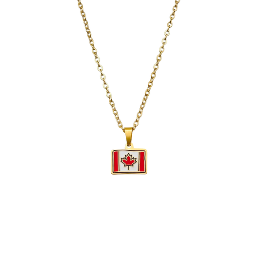 Gold Canada Cartoon Flag Necklace