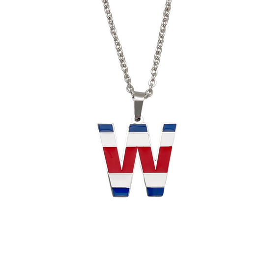 Letter W Costa Ric Flag Necklace