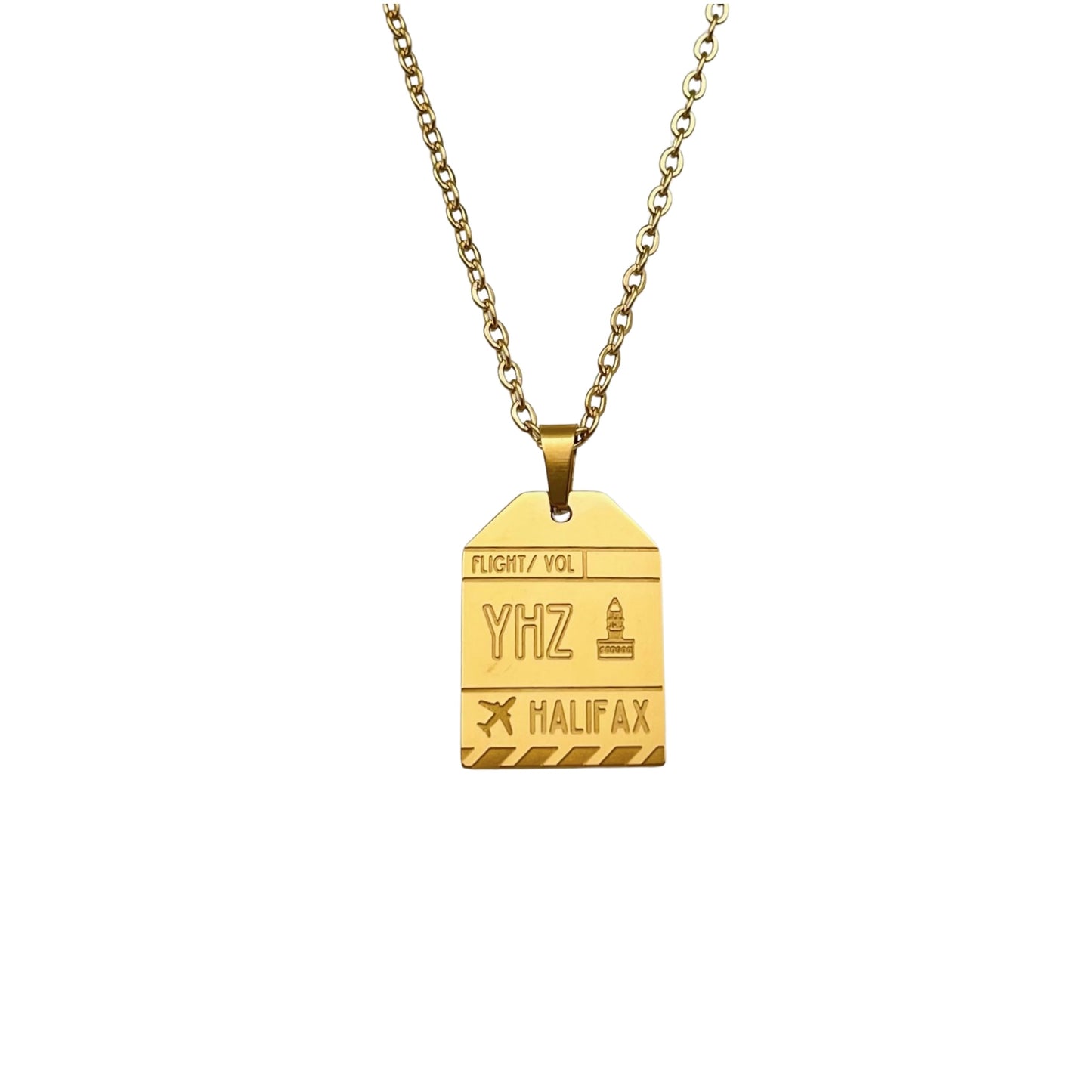 Gold Canada Halifax YHZ Luggage Tag Necklace