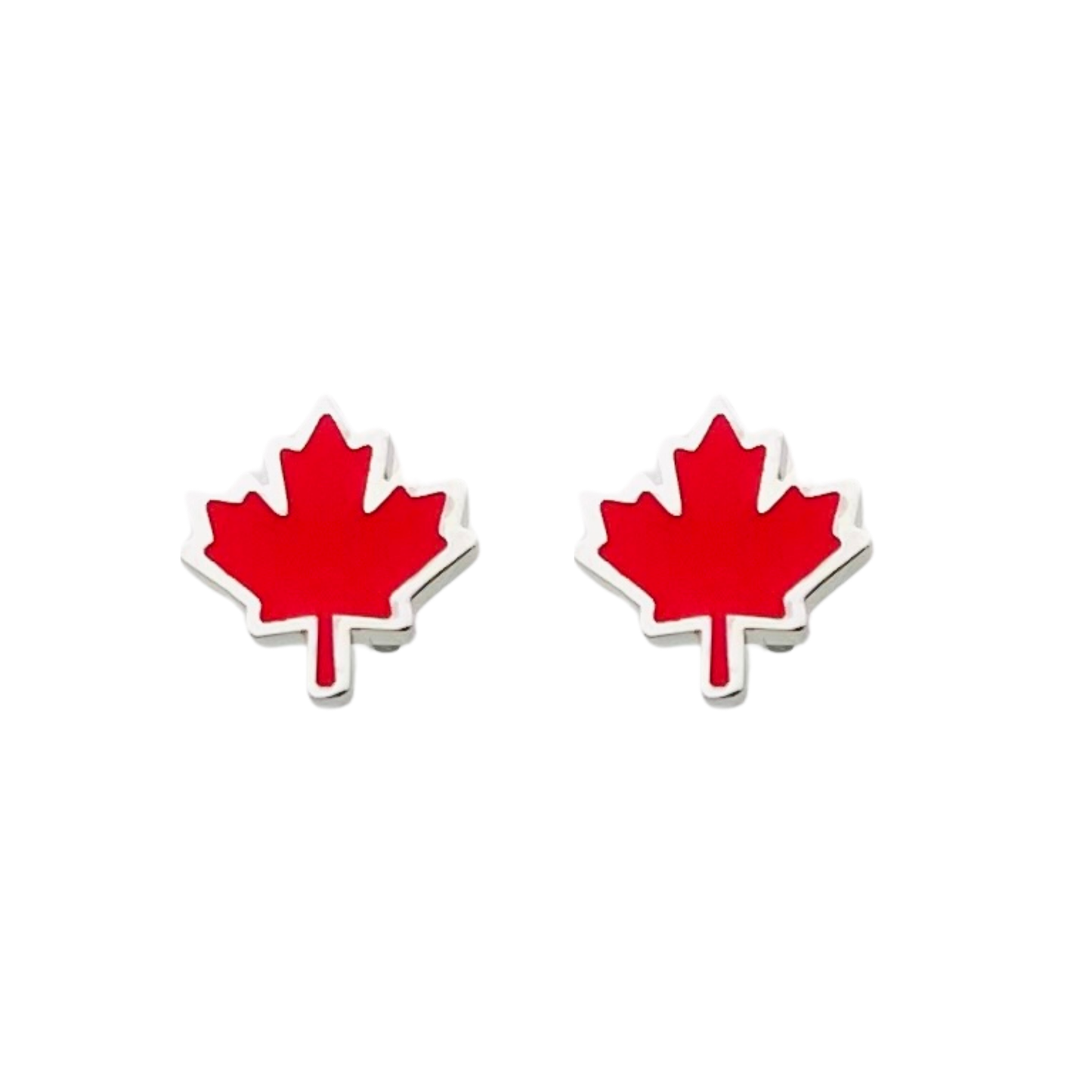 Silver Canada Red Maple Leaf Earrings