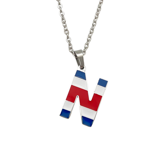 Letter N Costa Rica Flag Necklace