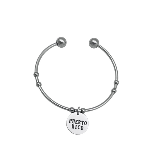 Silver "Puerto Rico" Open Bangle