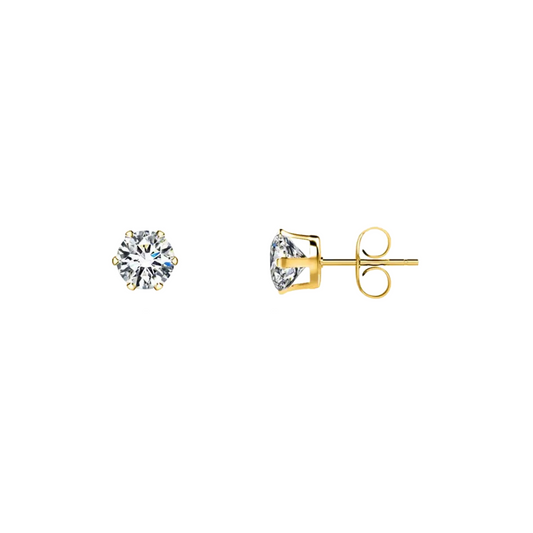 6.0mm Clear Round CZ Stud Earrings