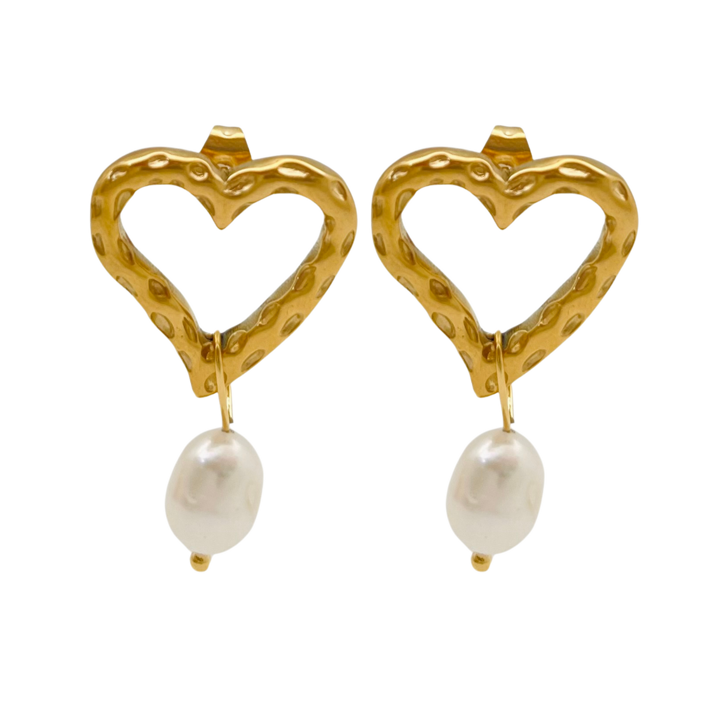 Pearl Textured Heart Stud Earrings