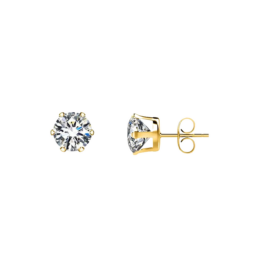 8.0mm Clear Round CZ Stud Earrings