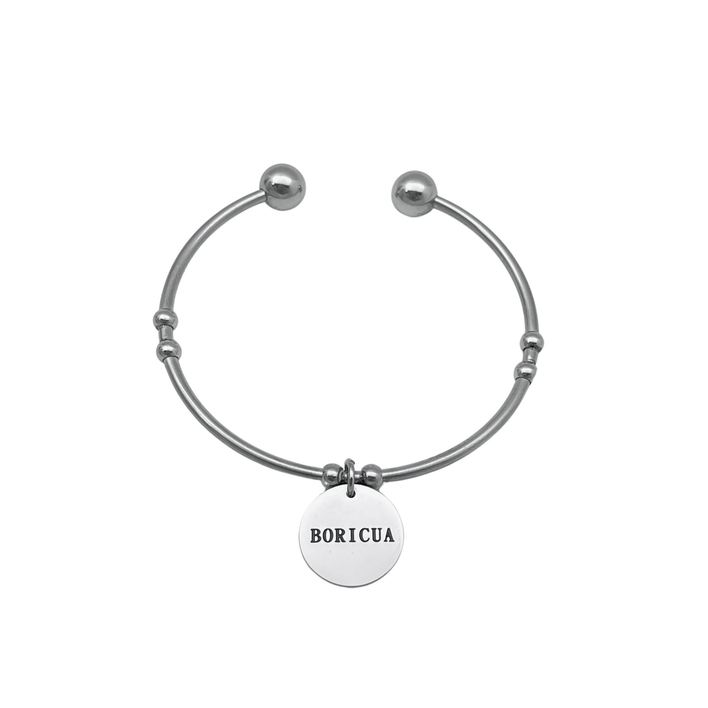 Silver "Boricua" Open Bangle