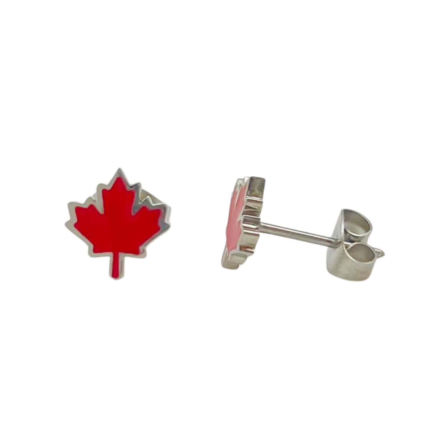 Silver Canada Red Maple Leaf Earrings