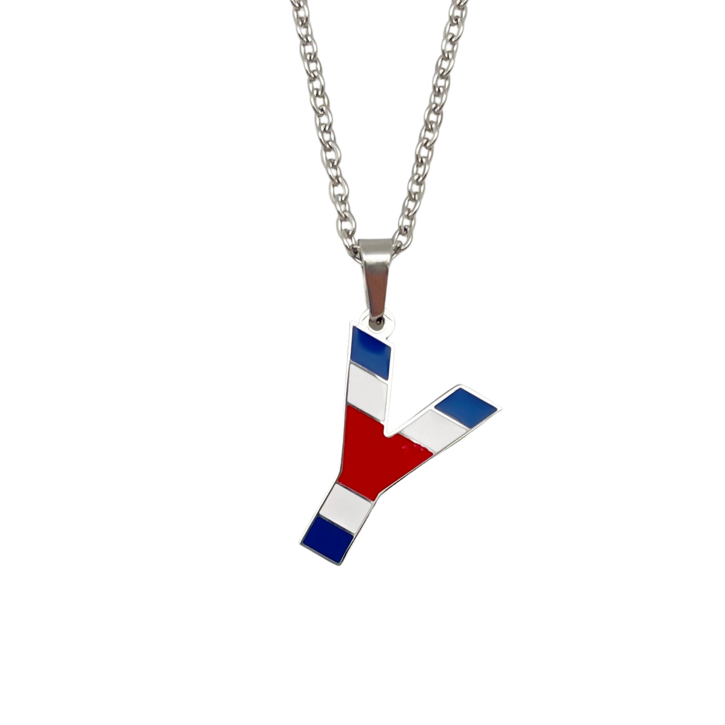 Letter Y Costa Ric Flag Necklace