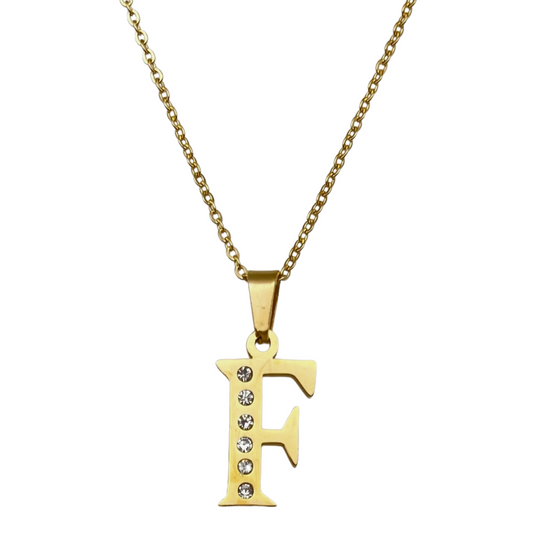 Letter "F" CZ Necklace