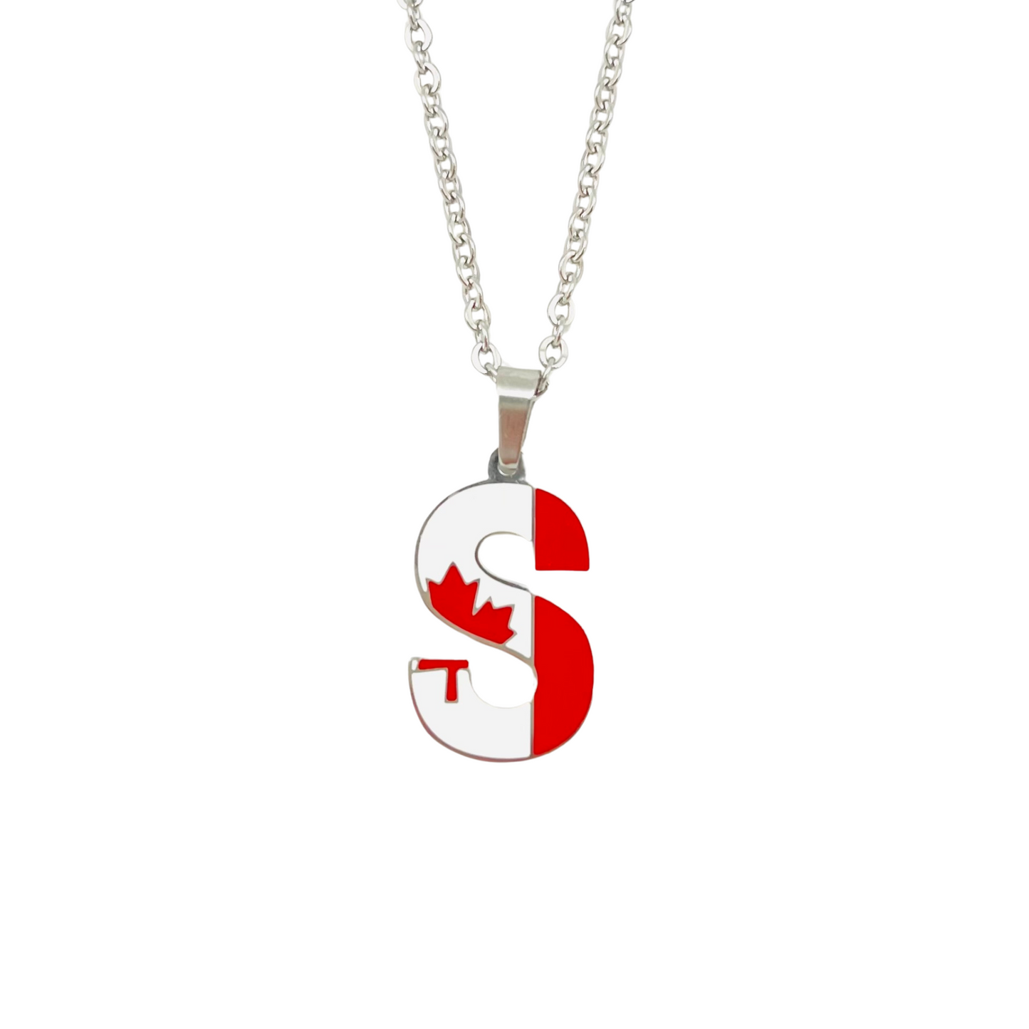 Letter S Canada Flag Necklace