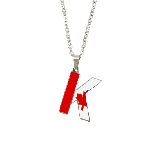 Letter K Canada Flag Necklace