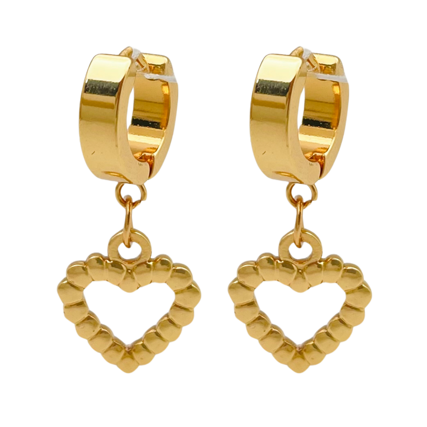 Dotted Border Open Heart Huggies Earrings