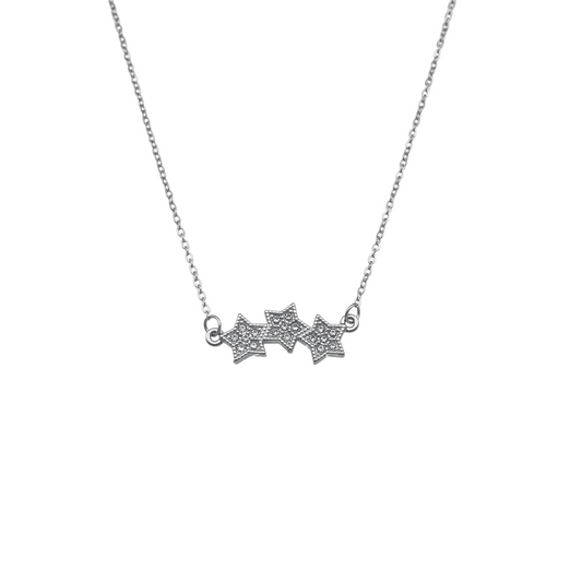 CZ Triple Star Necklace