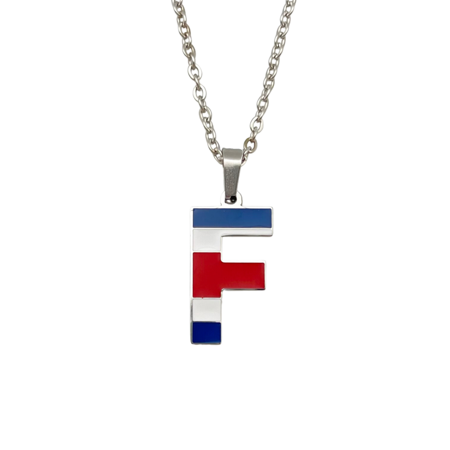 Letter F Costa Rica Flag Necklace