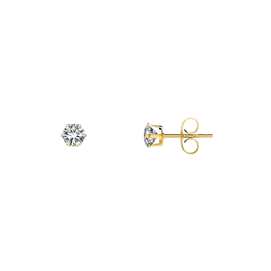 4.0mm Clear Round CZ Stud Earrings