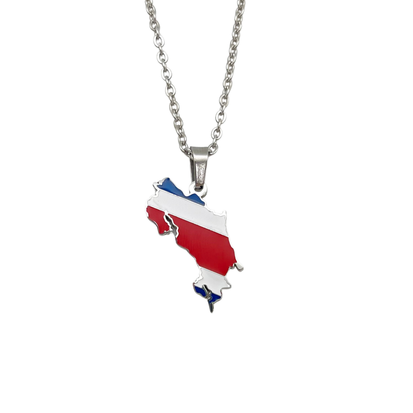 Silver Multi Costa Rica Map Necklace