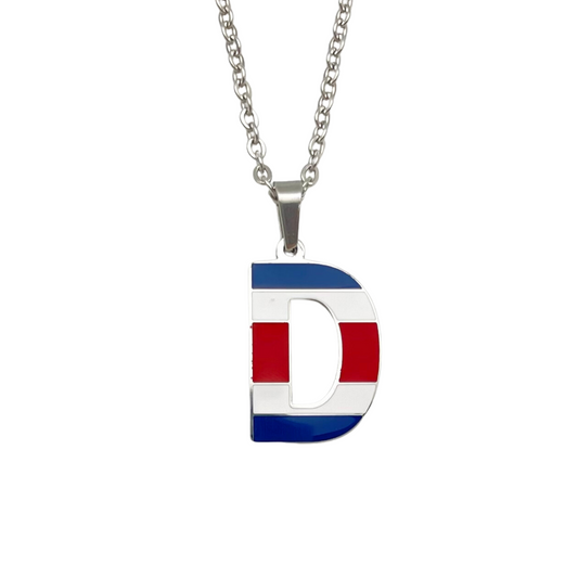 Letter D Costa Rica Flag Necklace