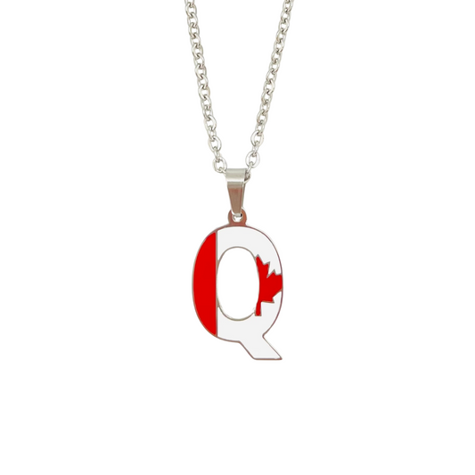 Letter Q Canada Flag Necklace