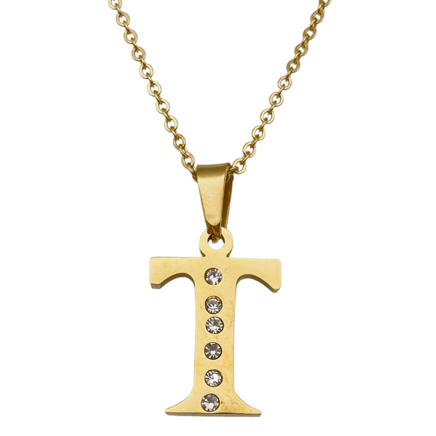 Letter "T" CZ Necklace