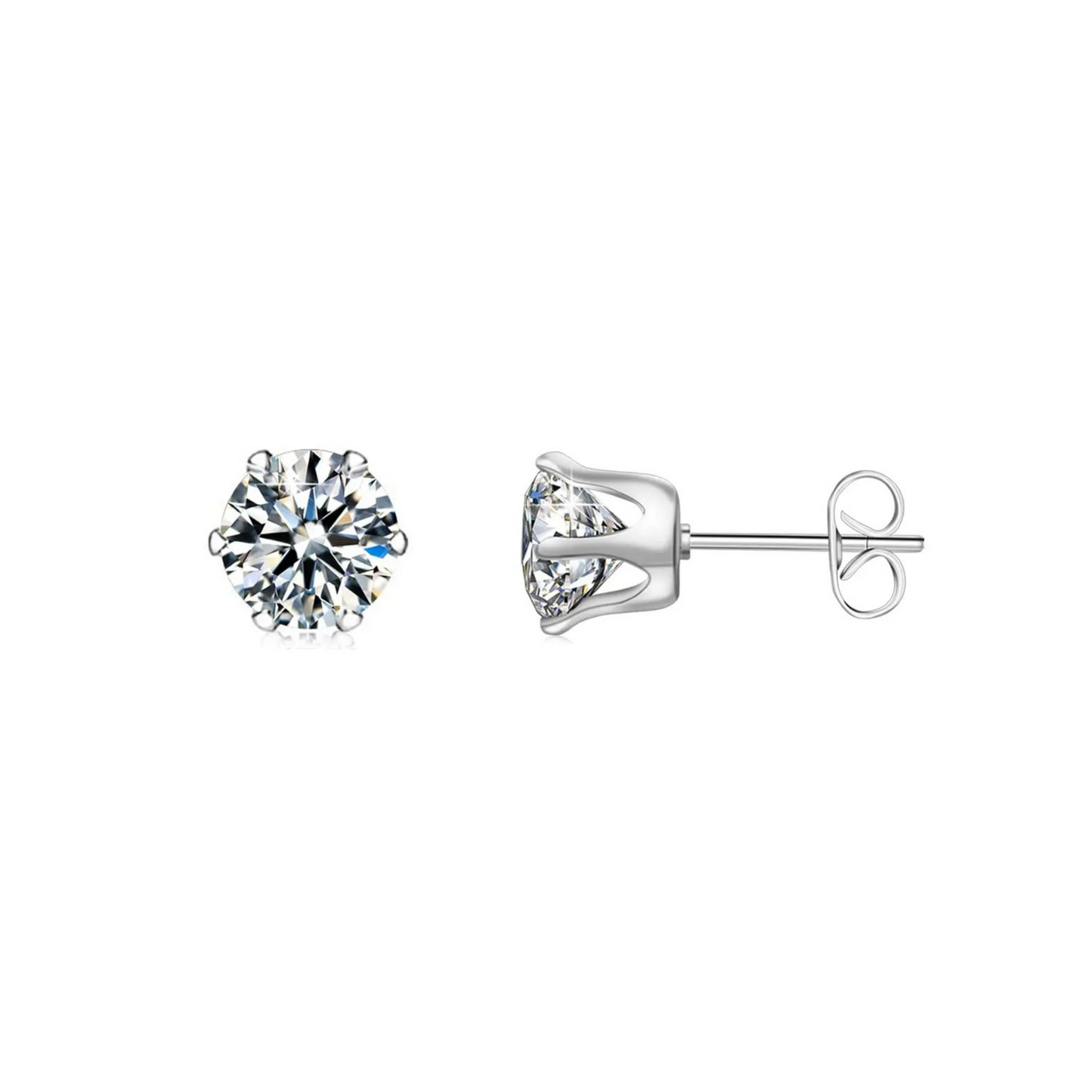 8.0mm Clear Round CZ Stud Earrings