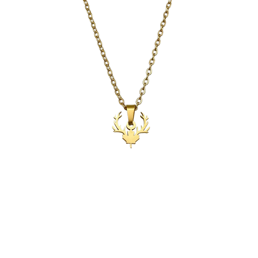 Gold Maple Leaf Deer Antlers Necklace