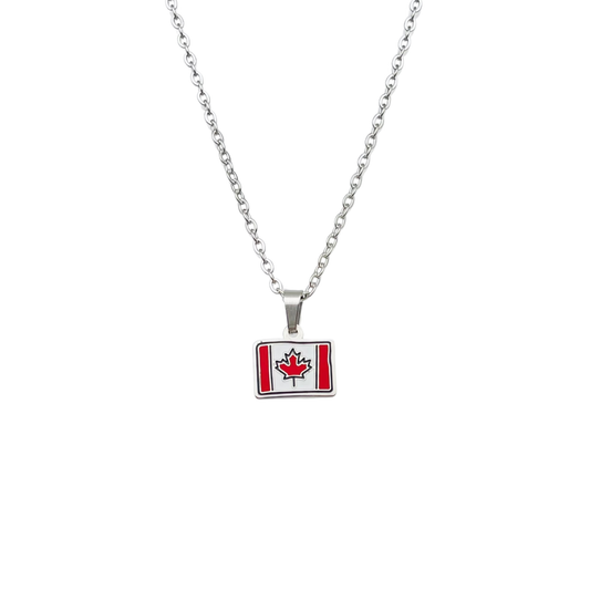 Silver Canada Cartoon Flag Necklace