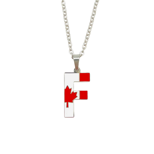 Letter F Canada Flag Necklace