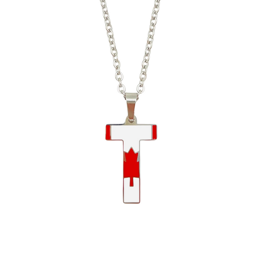 Letter T Canada Flag Necklace