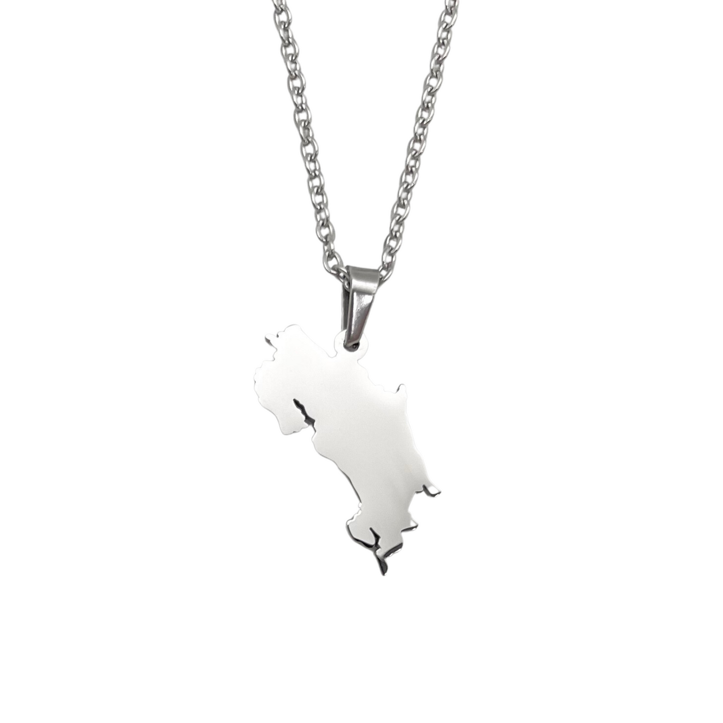 Silver Costa Rica Map Necklace