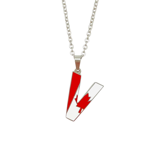 Letter V Canada Flag Necklace