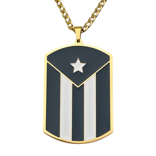 Gold B&W PR Flag ID Tag