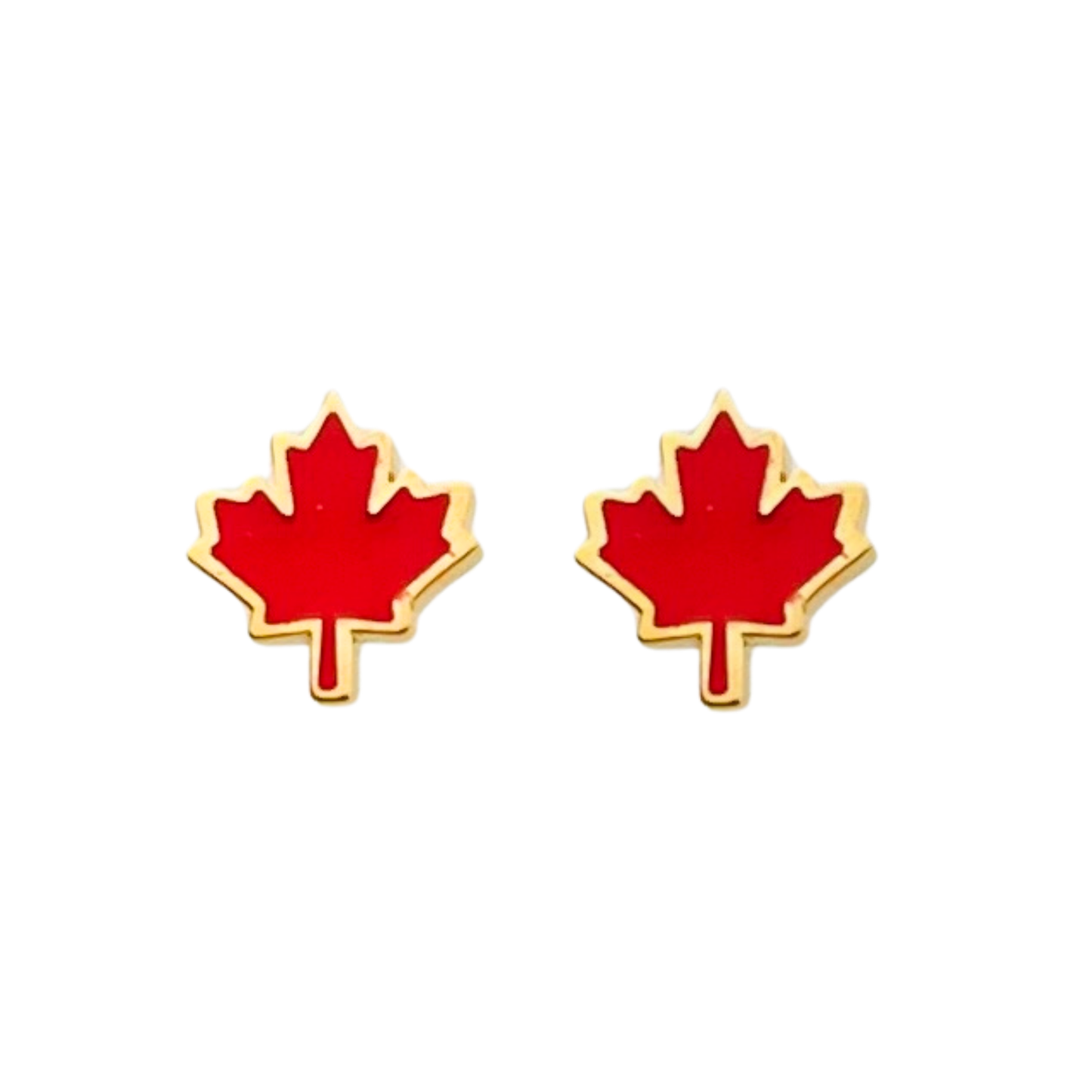 Gold Canada Red Maple Leaf Earrings