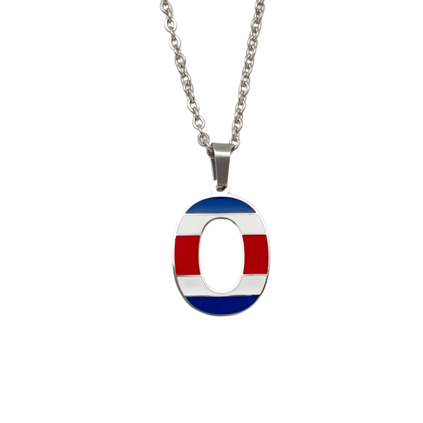Letter O Costa Rica Flag Necklace