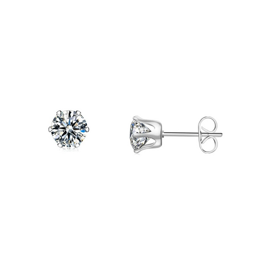 7.0mm Clear Round CZ Stud Earrings