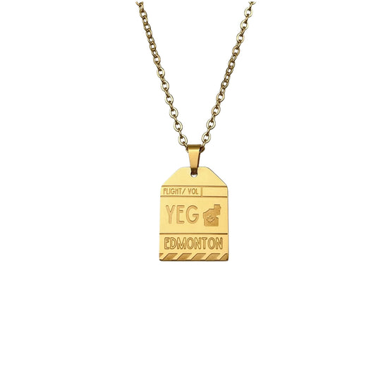 Gold Canada Edmonton YEG Luggage Tag Necklace