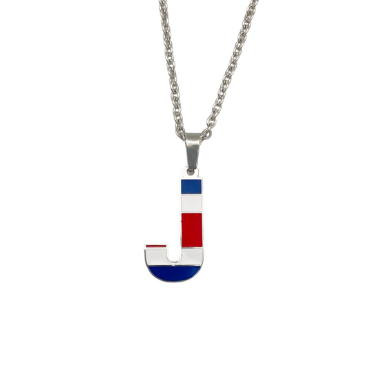 Letter J Costa Rica Flag Necklace