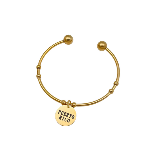 Gold "Puerto Rico" Open Bangle