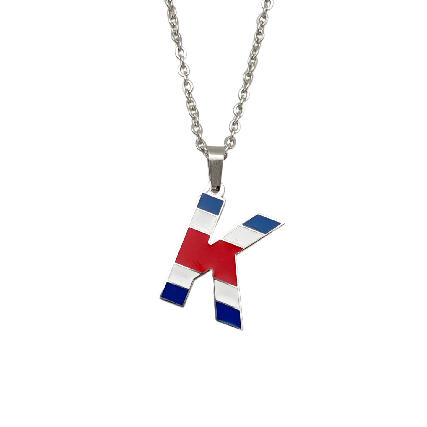 Letter K Costa Rica Flag Necklace