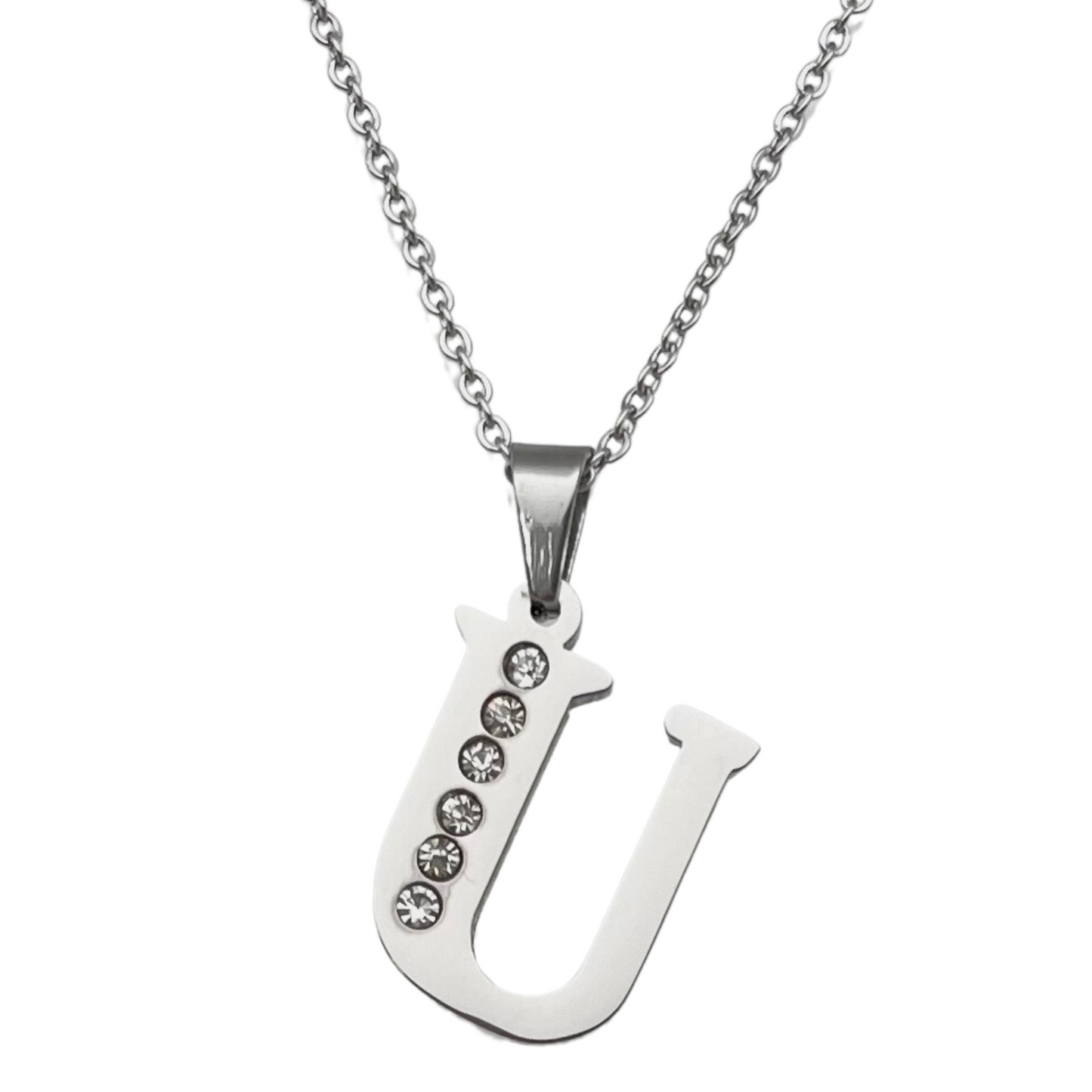 Letter "U" CZ Necklace