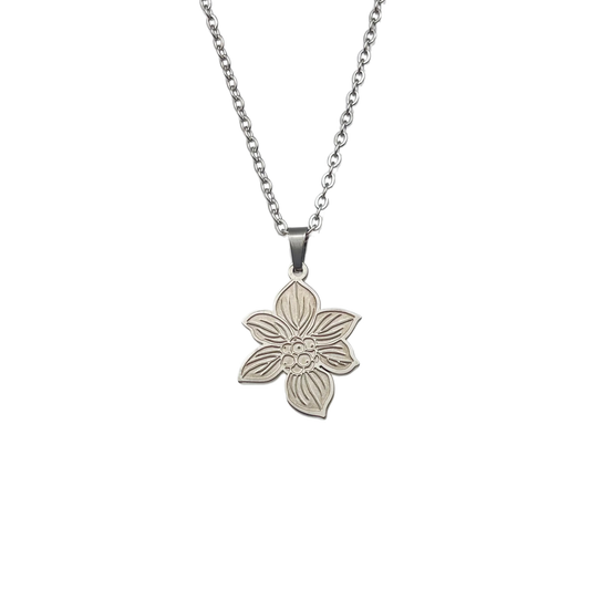 Silver Canada Bunchberry Flower Necklace