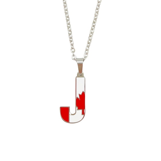 Letter J Canada Flag Necklace