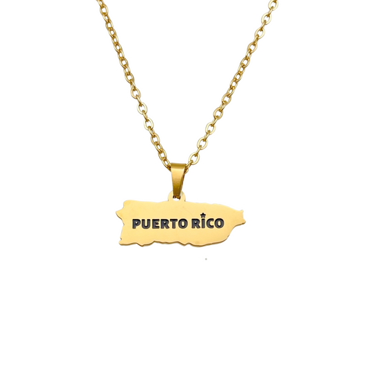 Gold "Puerto Rico" Map Necklace