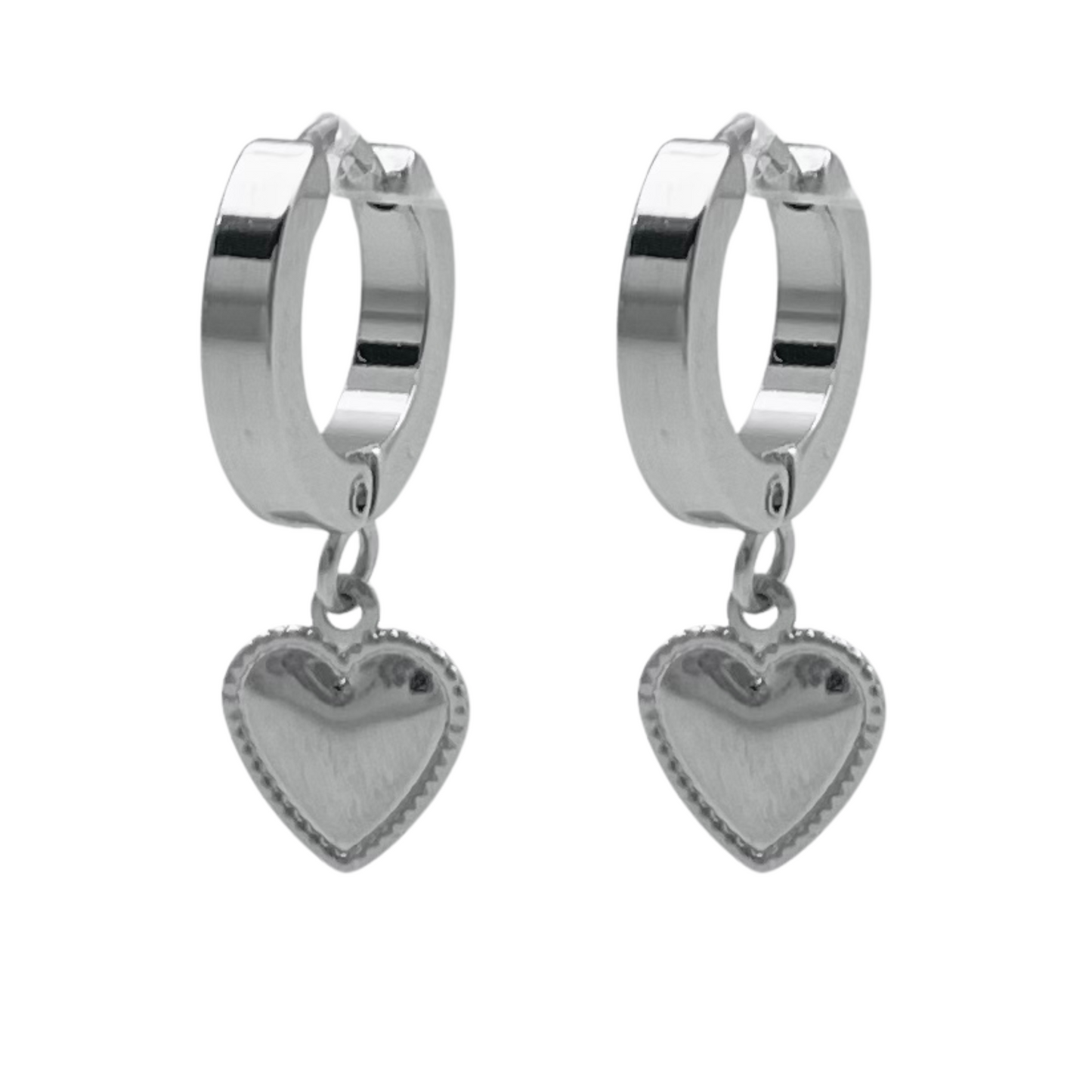 Dotted Border Heart Huggies Earrings