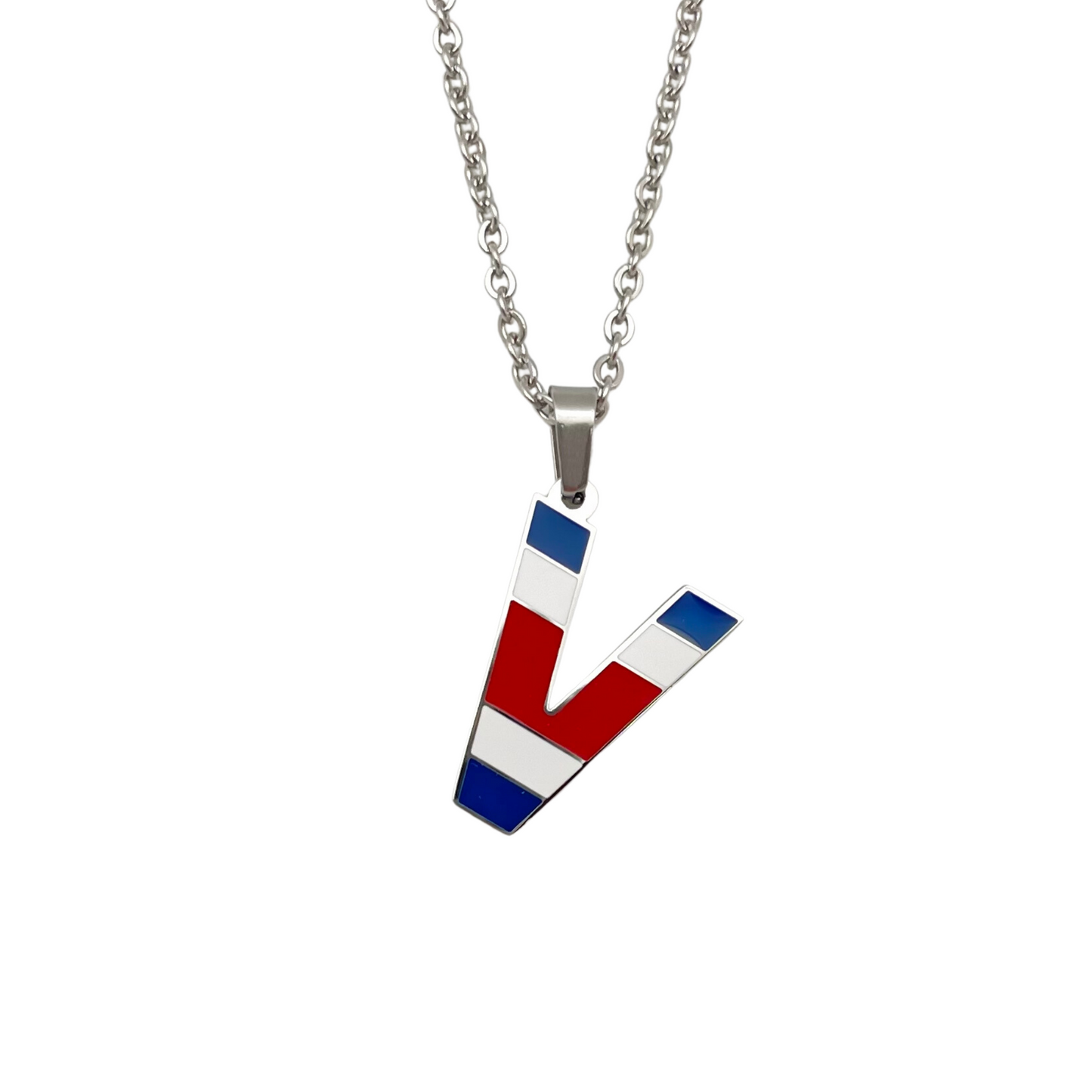 Letter V Costa Ric Flag Necklace