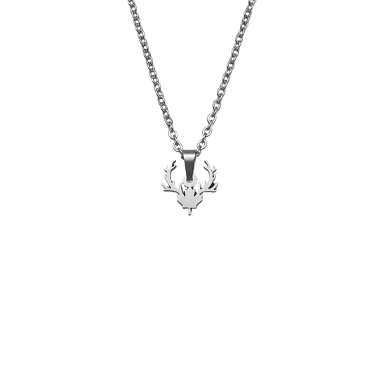 Silver Maple Leaf Deer Antlers Necklace