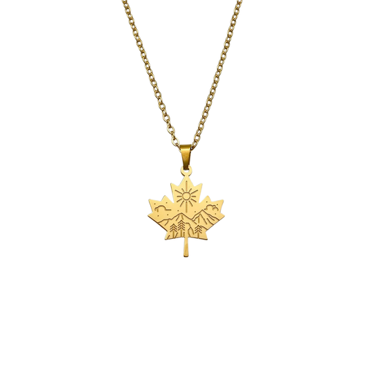 Gold Canada Mountain Landscape Maple Leaf