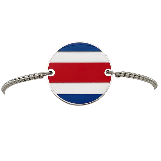 Silver Multi Round Costa Rica Flag Bracelet