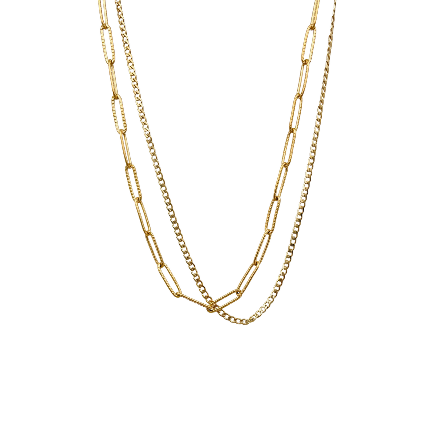 Cuban & Paperclip Double Necklace